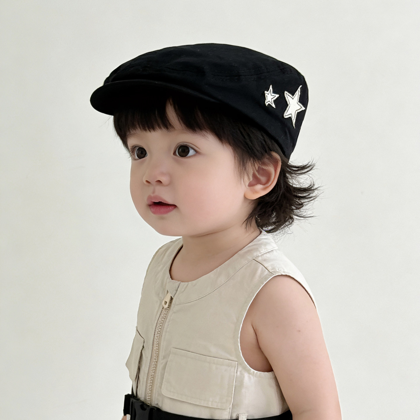 韩国潮流儿童帽子春秋薄款防晒贝雷帽男女宝宝出游前进鸭舌帽夏天