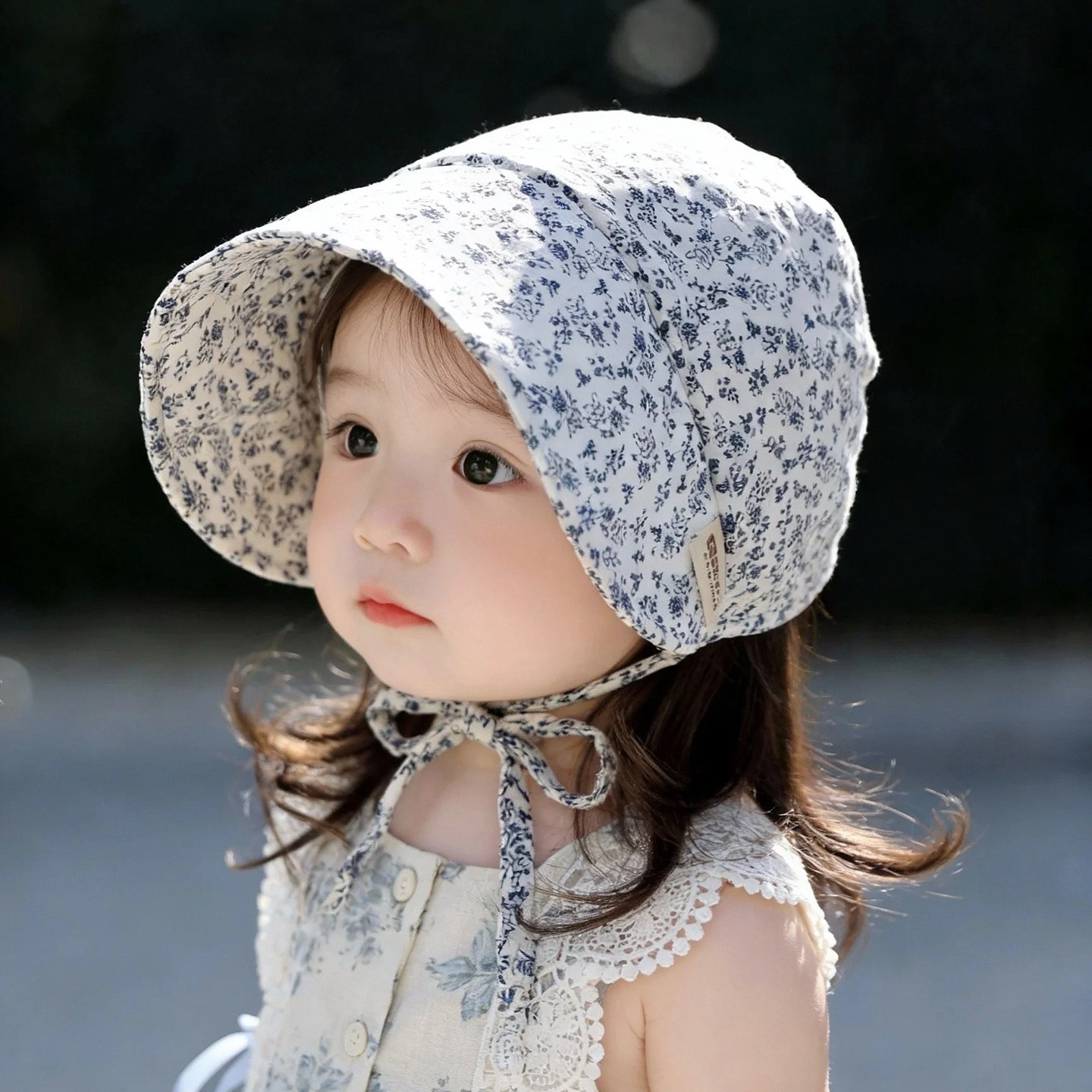 ins婴儿遮阳帽子春秋薄款大帽檐宫廷帽女宝宝小月龄夏天防晒胎帽