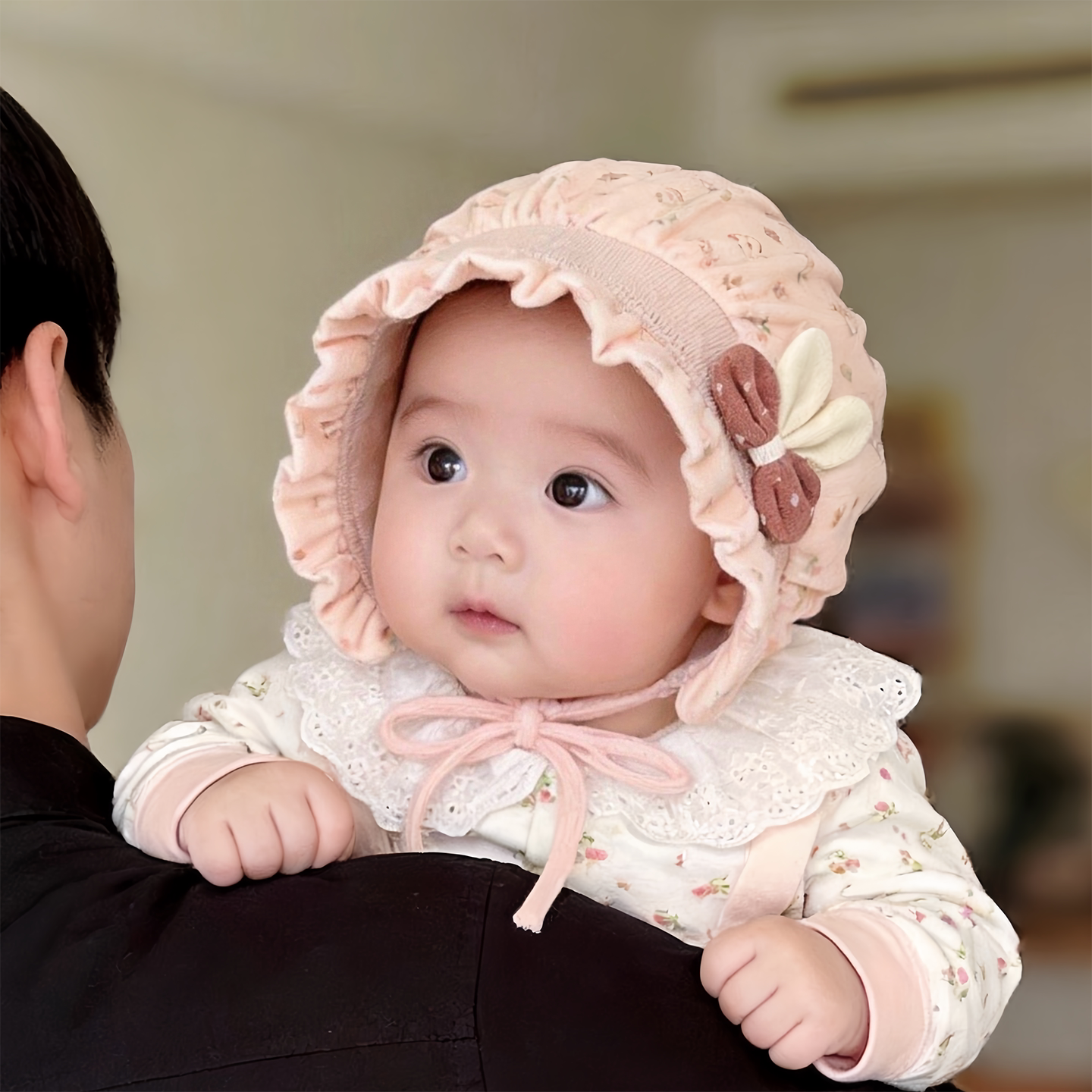 婴幼儿帽子秋冬款保暖防风护囟门宫廷帽女宝宝小月龄可爱纯棉胎帽
