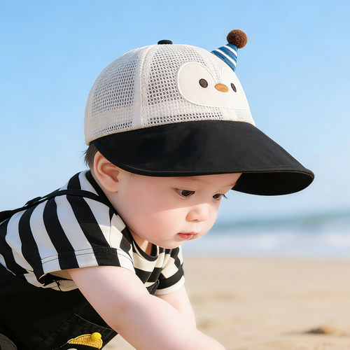 儿童遮阳帽子夏季薄款透气网眼大帽檐鸭舌帽男女宝宝防晒太阳帽韩