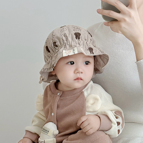 婴儿帽子春秋宝宝胎帽可调节渔夫帽秋冬新生儿男女童可爱超萌盆帽