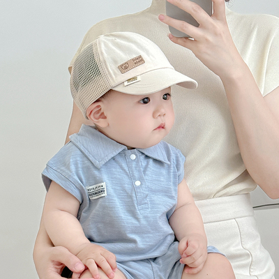 宝宝帽子夏季薄款透气网眼太阳鸭舌帽男童女童遮阳防晒出游棒球帽