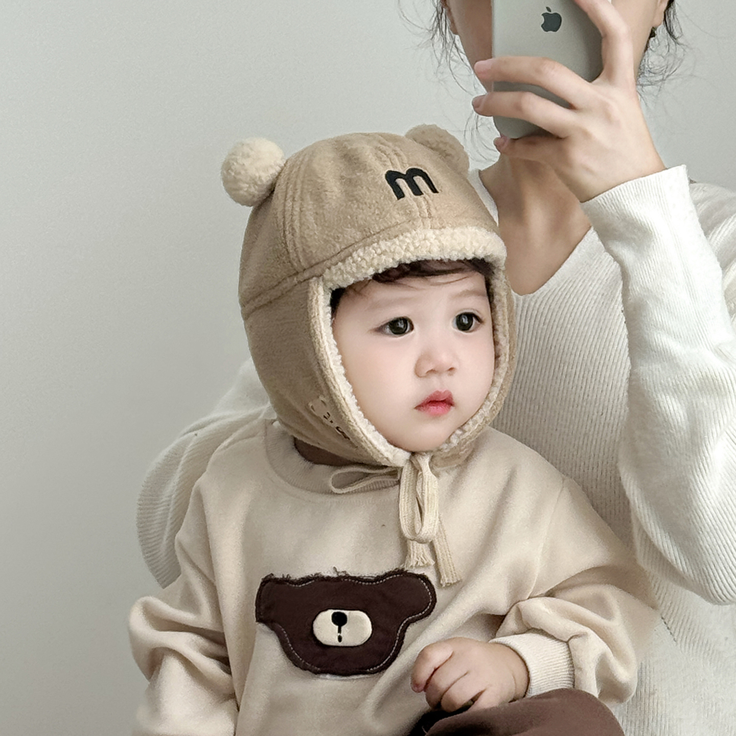 韩版字母儿童帽子秋冬季保暖加厚护耳雷锋帽男女宝宝防风毛绒帽潮