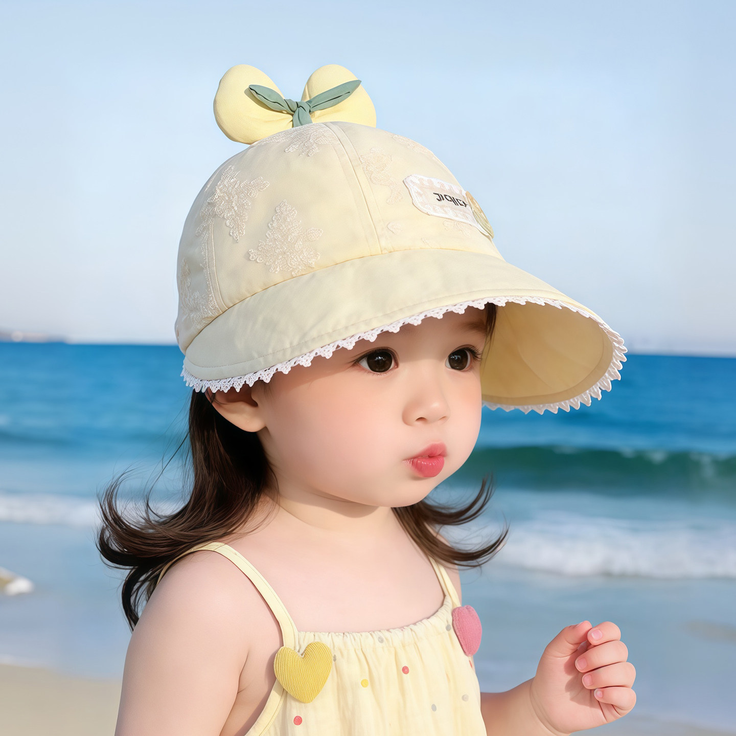 儿童遮阳帽子夏季薄款防晒大帽檐鸭舌帽女宝宝可爱甜美春天棒球帽图片