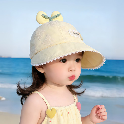 儿童遮阳帽子夏季薄款防晒大帽檐鸭舌帽女宝宝可爱甜美春天棒球帽