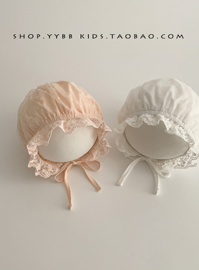 婴儿帽子春秋薄款可爱小花宫廷帽胎帽0-3女宝宝新生幼儿护囟门帽