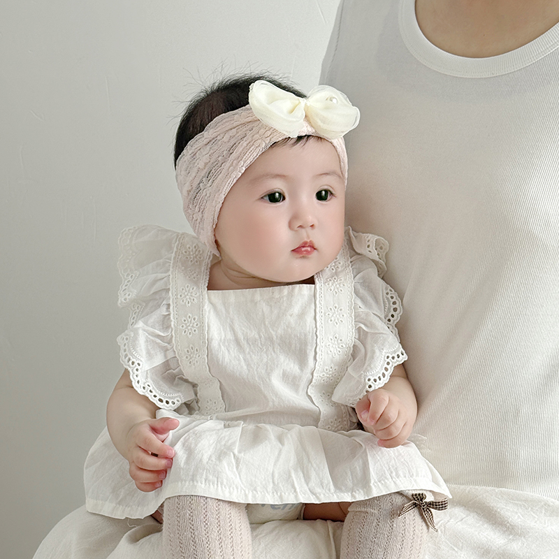 婴幼儿帽子夏季薄款纯棉小月龄发饰女宝宝甜美护囟门帽新生儿发带