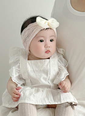 婴幼儿帽子夏季薄款纯棉小月龄发饰女宝宝甜美护囟门帽新生儿发带