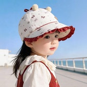 婴儿遮阳帽子春秋薄款 大帽檐鸭舌帽女宝宝公主小月龄防晒棒球帽夏