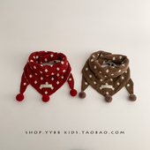 宝宝三角巾秋冬季 洋气波点围脖男女儿童防风保暖针织脖套户外围巾