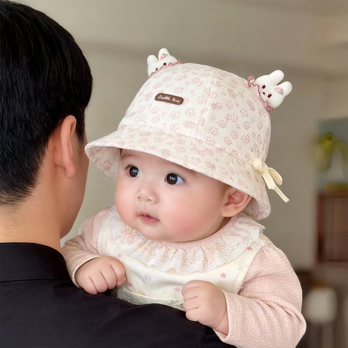 婴儿帽子春秋款可爱超萌小月龄遮阳防风公主渔夫帽女宝宝盆帽冬天