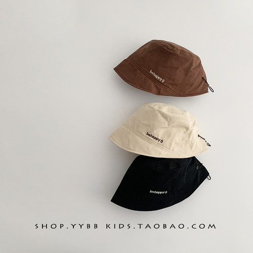 ins韩国儿童帽子春秋款遮阳防晒渔夫帽男女童宝宝盆帽洋气水桶帽