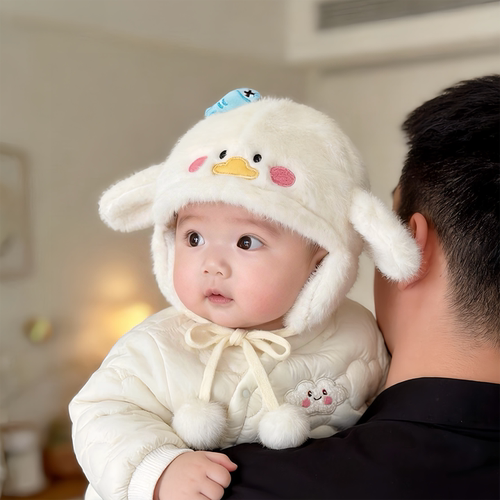 婴儿卡通帽子秋冬季保暖加厚护耳毛绒帽男女宝宝小月龄防风雷锋帽