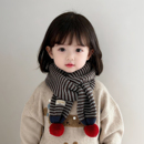 韩系条纹儿童秋冬季 围巾男女宝宝保暖加厚针织围脖防风毛线脖套潮