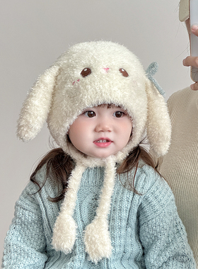 儿童帽子秋冬季保暖加厚护耳帽女宝宝可爱超萌防风毛绒针织帽韩版