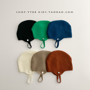 婴儿帽子新生儿春秋薄款 针织帽ins韩系婴幼儿胎帽男女宝宝护耳帽