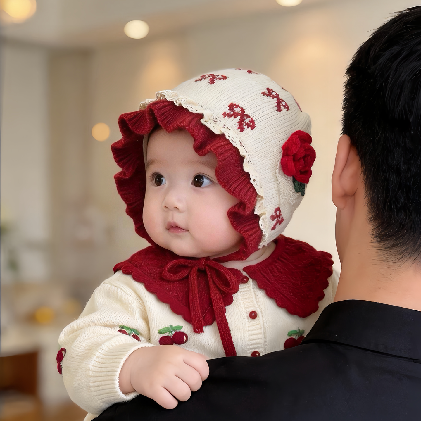婴幼儿帽子秋冬季保暖加厚针织公主帽女宝宝小月龄毛线护囟门胎帽