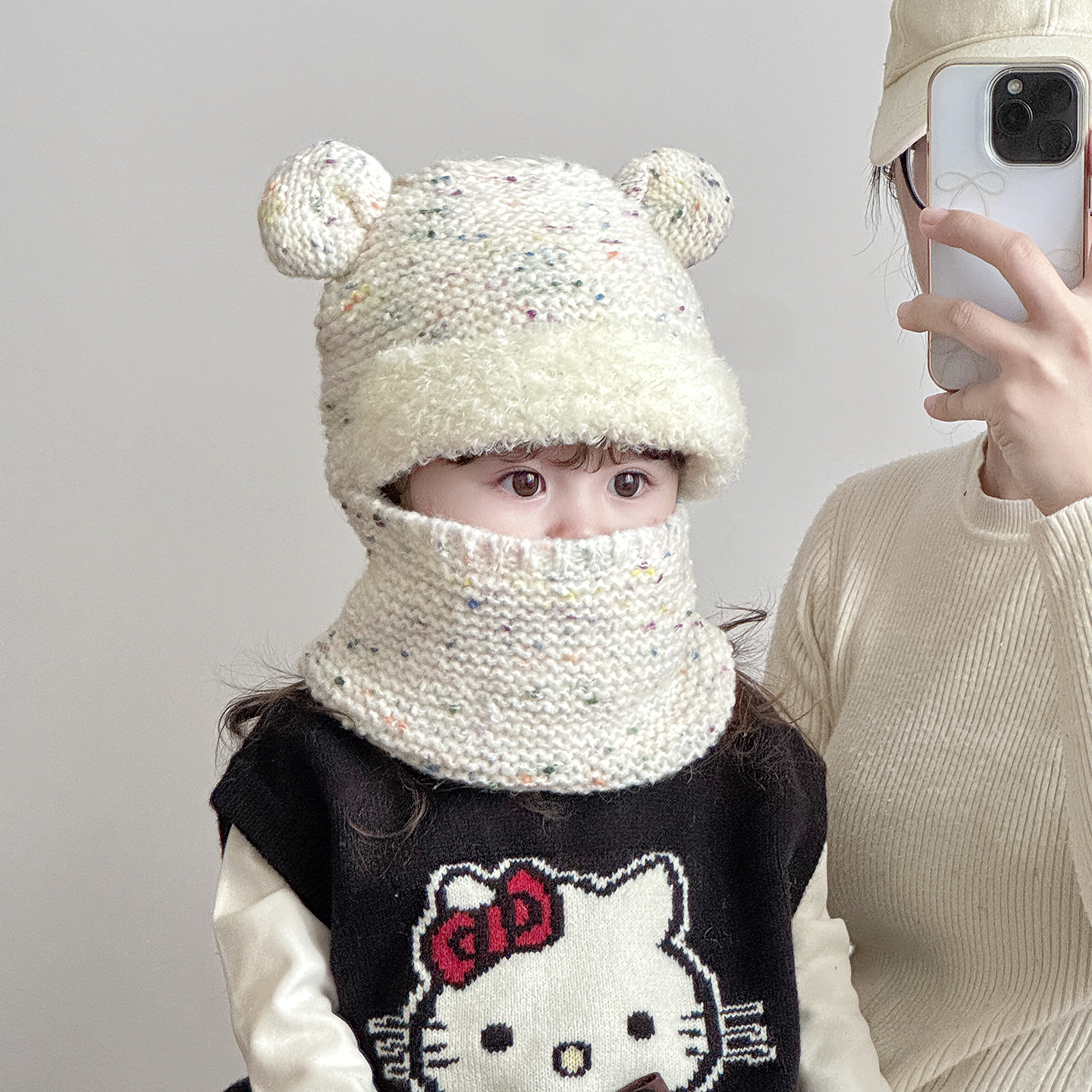 韩版儿童帽子秋冬季保暖加厚围脖一体口罩帽男孩女宝宝防风毛线帽