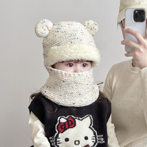 韩版儿童帽子秋冬季保暖加厚围脖一体口罩帽男孩女宝宝防风毛线帽