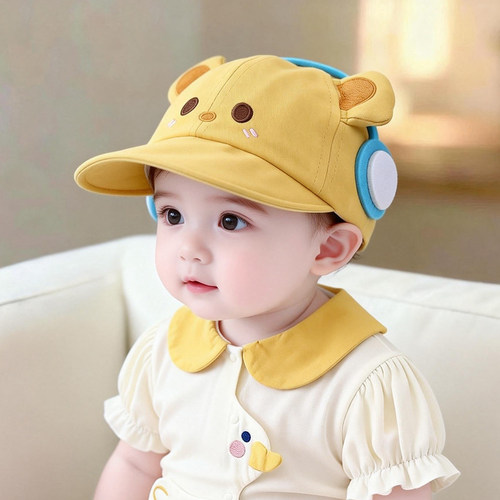 婴儿帽子春秋薄款遮阳防晒鸭舌帽男女宝宝小月龄可爱卡通棒球帽夏