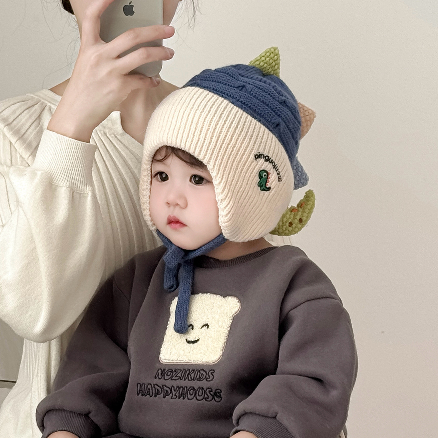 宝宝帽子秋冬季保暖加厚针织护耳帽男女儿童可爱出游防风毛线帽潮