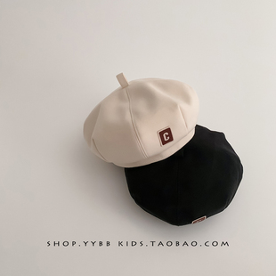 儿童帽子韩版女童贝雷帽2024男宝宝百搭南瓜帽秋冬款画家八角帽潮