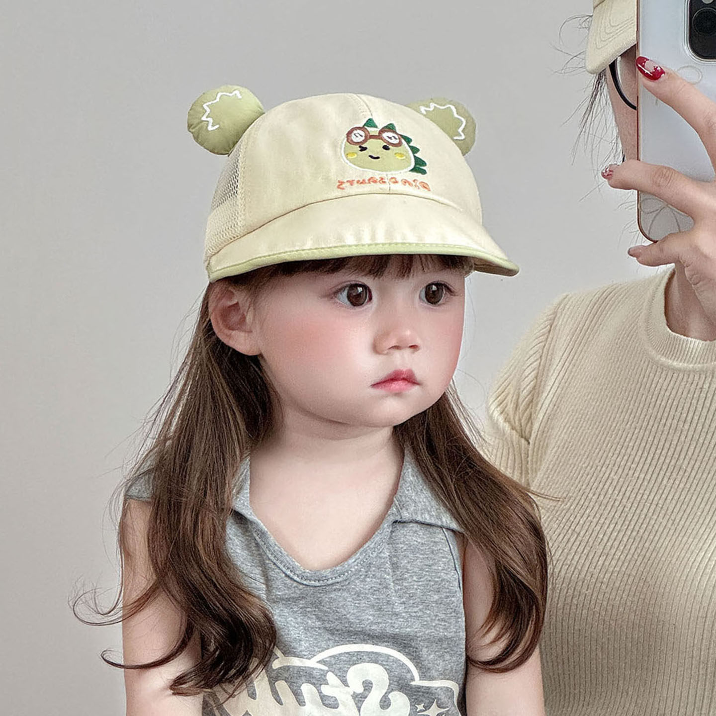 宝宝遮阳帽子夏季薄款透气网眼鸭舌帽男婴女儿童防晒大帽檐棒球帽