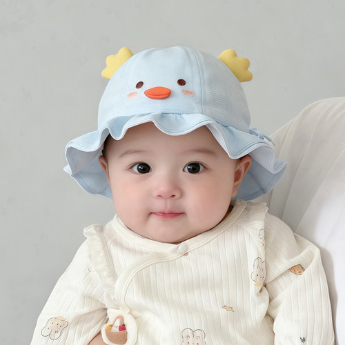 宝宝帽子春秋季可爱遮阳渔夫帽男女婴幼儿小月龄出游防晒盆帽夏季