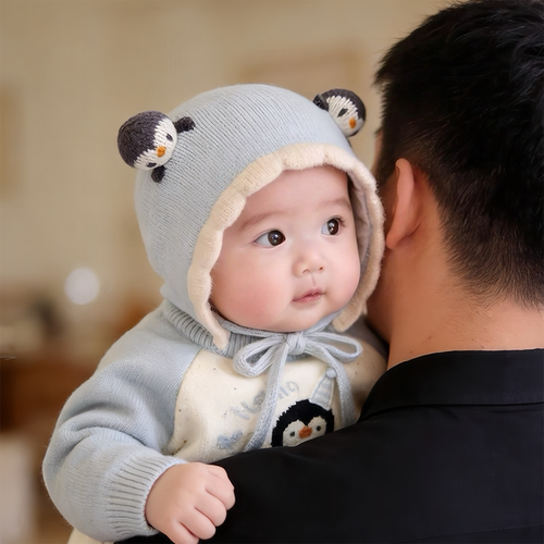可爱婴儿小月龄帽子秋冬季保暖加厚针织护耳包头帽男女宝宝毛线帽
