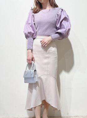 日单VIS不规则鱼尾裙半身裙高腰显瘦包臀裙荷叶边裙子女