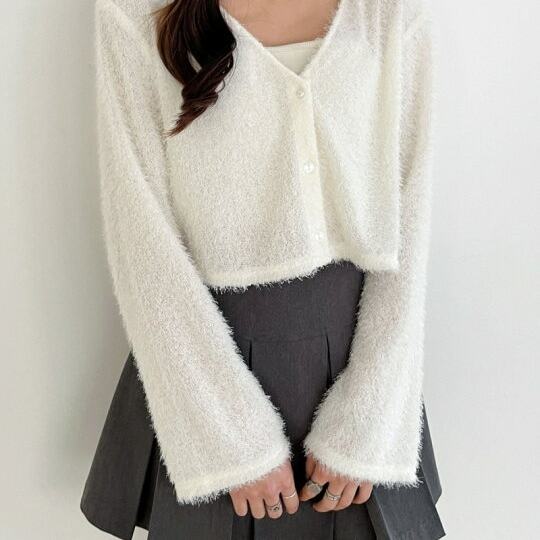 日单HE慵懒风羽毛感v领毛衣短款针织开衫纯色外套小个子上衣,女装/女士精品,毛针织衫,淘宝优惠券,粉丝福利购,淘宝优惠卷