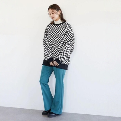 加绒宽松棋盘格卫衣日单