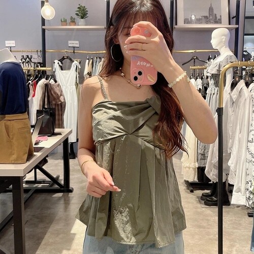 M家甜美度假风不规则蝴蝶结吊带
