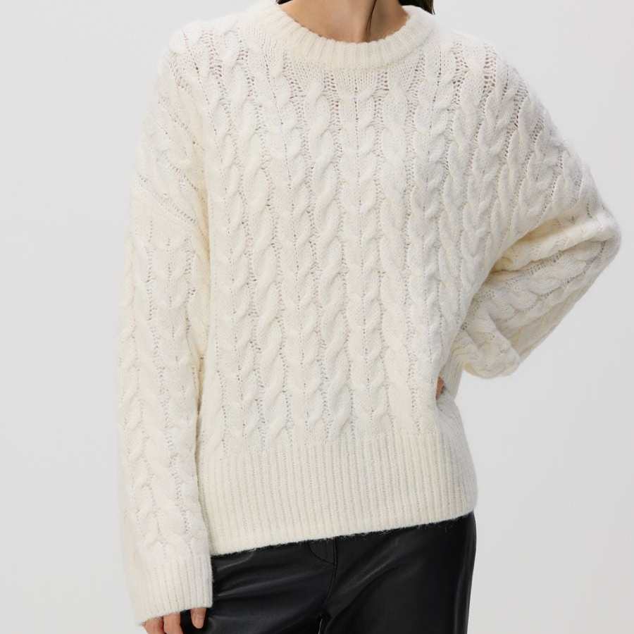 欧单复古麻花圆领宽松大码毛衣