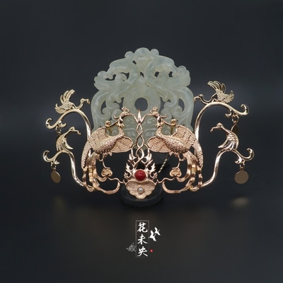 朝歌花未央原创战国魏晋玉石发冠