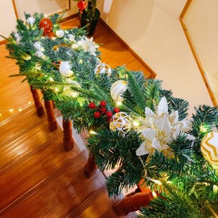 圣诞树藤条套餐橱窗壁炉圣诞节场景布置装饰品挂件全PE叶植绒花环