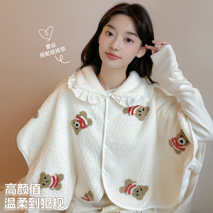 秋冬小熊月子披肩膀坎肩睡觉哺乳喂奶产孕妇坐保暖护肩颈披肩LXB