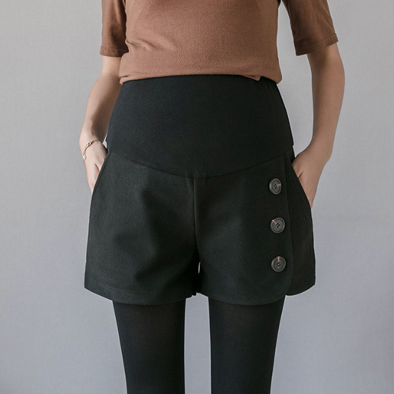 孕妇短裤秋冬外穿春季潮妈新款孕妇裤秋装时尚阔腿打底裤毛呢靴裤