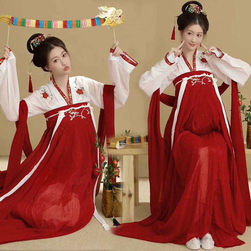 龙年新款影楼孕妇孕妇照写真古风汉服套装孕妈红色新年孕味照服饰