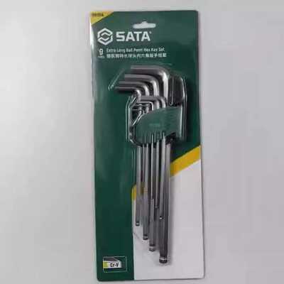 世达工具 9件铬钒钢球头平头公制内六角扳手套装 09107A