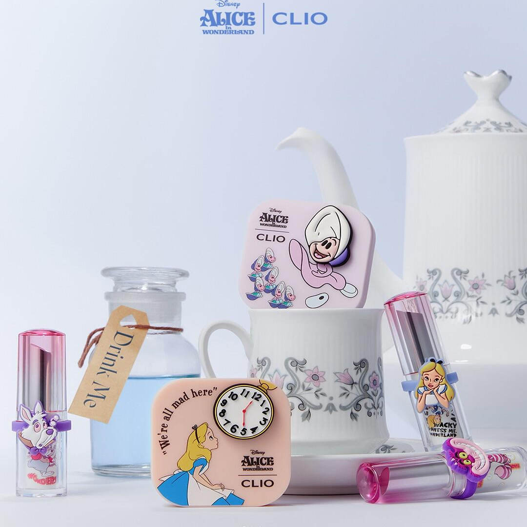 clio韩国新品爱丽丝迪士尼系列四色眼影盘口红唇膏限量限定联名
