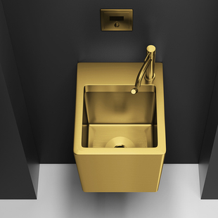 304不锈钢金色呕吐池酒吧夜店商用挂墙方形嗽口盆KTV酒后呕吐盆池