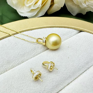 DIY珍珠吊坠配件S925纯银挂坠空托K工艺大号奶嘴满钻项坠托半成品