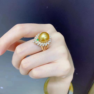 DIY珍珠配件S925纯银大戒指空托奢华开口戒珠宝玉石蜜蜡手工银饰