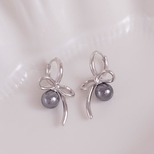 DIY珍珠耳环配件S925纯银耳饰空托 蝴蝶结耳扣 手工半成 品光板托