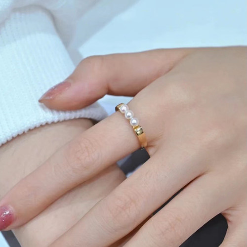 DIY珍珠配件S925纯银戒指空托3mm小珠多珠款开口戒珠宝手工银饰品