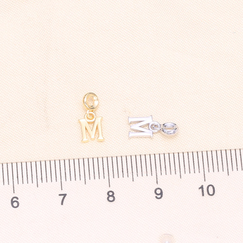 DIY珍珠配件S925银字母M挂牌隔饰