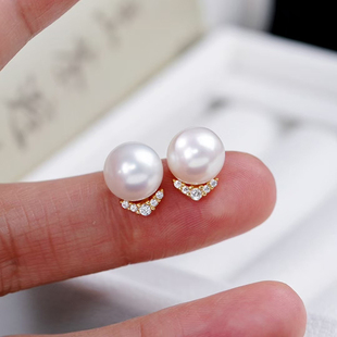 DIY珍珠耳环配件S925纯银耳饰空托小V睫毛款耳钉半成品手工材料