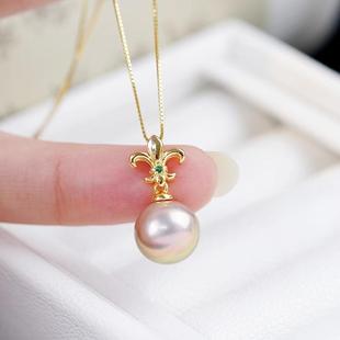 DIY珍珠吊坠配件S925纯银挂坠 空托彩宝个性小项坠托 手工半成品