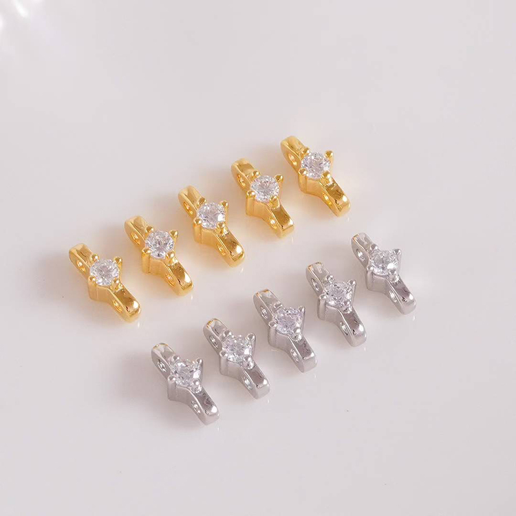 DIY隔片配件S925纯银双排带钻款